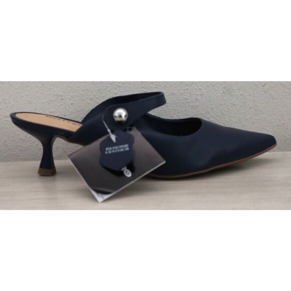 Bottero WMN Sz 6 Navy Blue Leather Botlivia Legacy Pointed Toe Kitten Heels - Picture 3 of 13